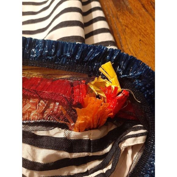 Size 12 Nicole Miller Sleeveless White Black with Raffia Layered Fringe Dress - Picture 4 of 5